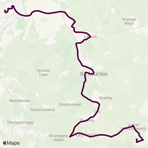 Team Pennine Huddersfield Bus Sta - Denby Dale Rail Sta map