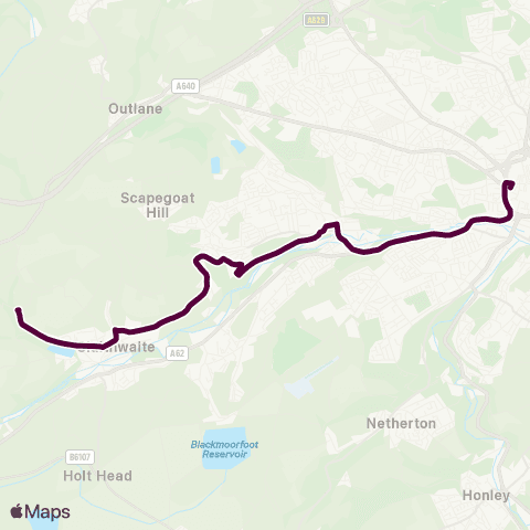 Team Pennine Huddersfield Bus Station - Wilberlee map