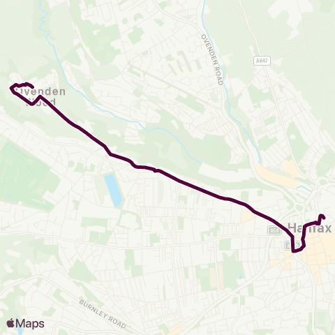 Team Pennine Halifax Bus Sta - Ovenden Wood Rd Maltings Rd map