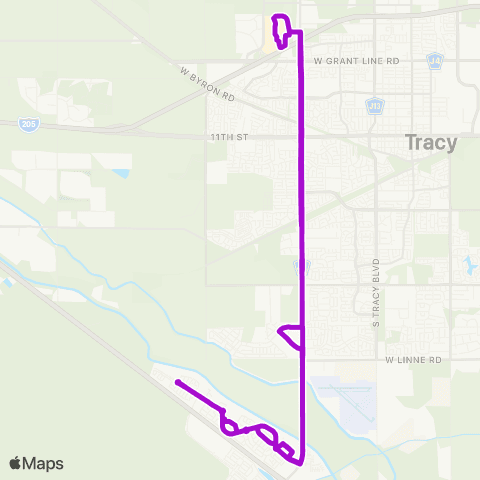 TRACER Bus Service Route I map