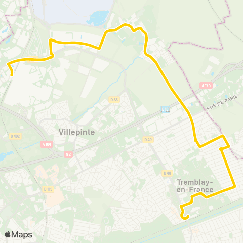 Île-de-France Mobilités Gare du Vert Galant <> Gare du Parc des Expositions map