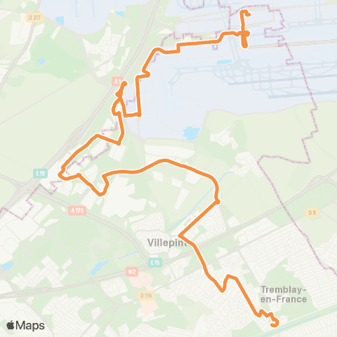 Île-de-France Mobilités Roissypôle - Aéroport CDG 1 (C2) <> Vert-Galant map