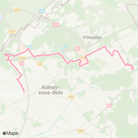 Île-de-France Mobilités Gare du Blanc-Mesnil <> Gare du Vert Galant map
