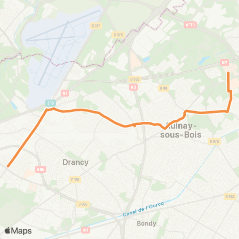 Île-de-France Mobilités La Courneuve - 8 mai 1945 <> Hôp. Ballanger map