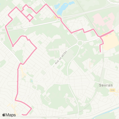 Île-de-France Mobilités Gare de Sevran Beaudottes <> Gare d'Aulnay-sous-Bois map