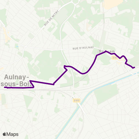 Île-de-France Mobilités Gare d'Aulnay-sous-Bois <> Gare de Sevran - Livry map