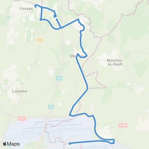 Île-de-France Mobilités Gare de Roissypôle - Aéroport CDG 1 (Terminal 3) (D4) <> Survilliers - Fossés map