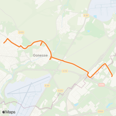 Île-de-France Mobilités Parc des Expositions <> Gare de Villiers-le-Bel Gonesse Arnouville map