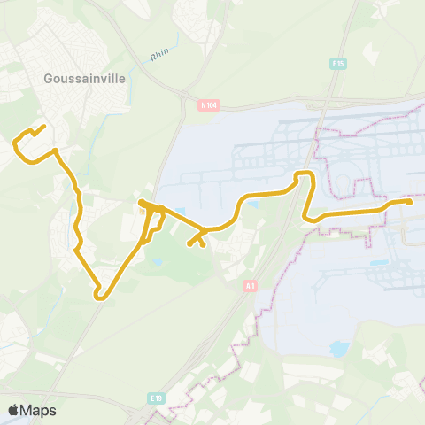 Île-de-France Mobilités Gare de Roissypôle - Aéroport CDG 1 Terminal 3 (C4) <> Goussainville Gare map
