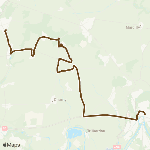 Île-de-France Mobilités Gare de Meaux Quai I <> Gare de Dammartin - Juilly - St-Mard map