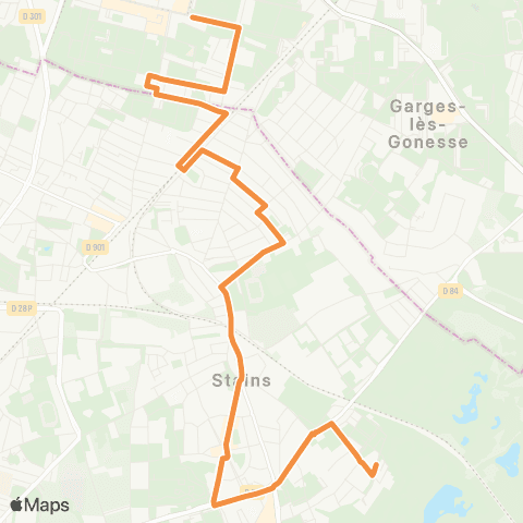Île-de-France Mobilités Les Flanades <> Moulin Neuf map