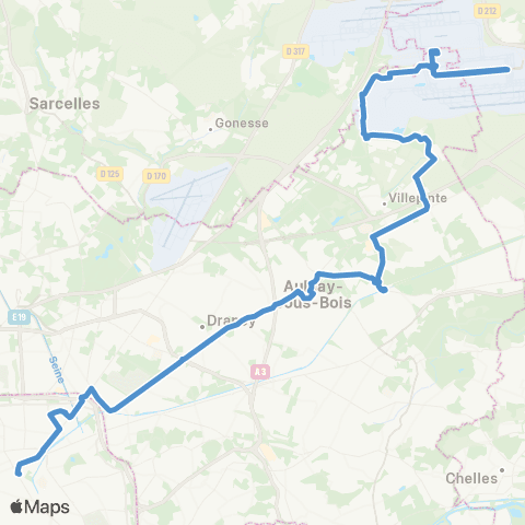 Île-de-France Mobilités Gare de l'E. <> Gare de Roissypôle - Aéroport CDG 1 (F2) map