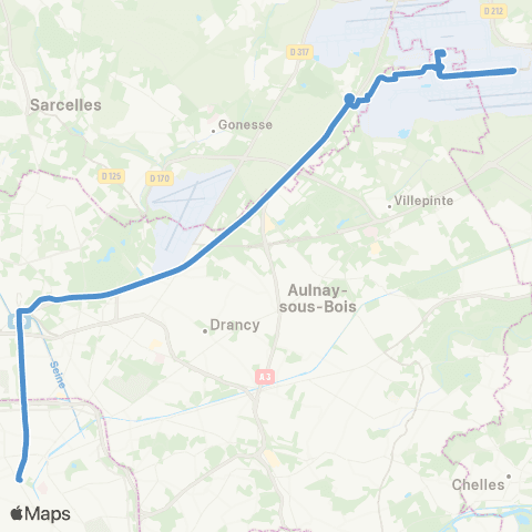 Île-de-France Mobilités Gare de l'E. <> Gare de Roissypôle - Aéroport CDG 1 (B2) map