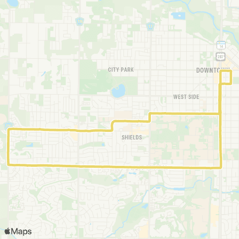 Transfort Downtown, Mulberry, Taft Hill, and Coll map