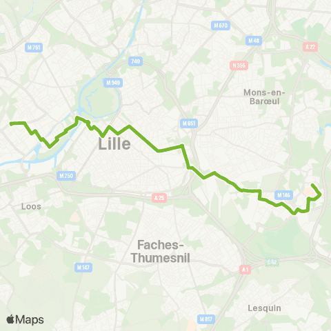 Ilévia Ligne 18 map