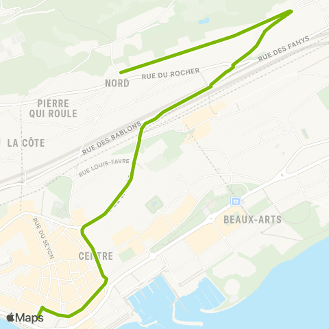 Transports Publics Neuchâtelois Neuchâtel, Place Pury - Neuchâtel,Vallon de l'Ermitage map