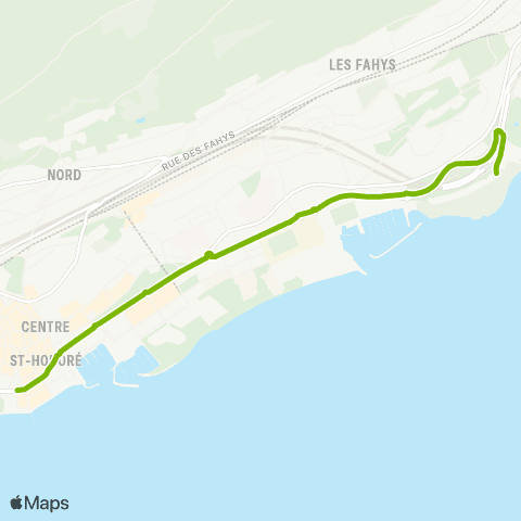 Transports Publics Neuchâtelois Neuchâtel, Place Pury - Neuchâtel, Piscines map