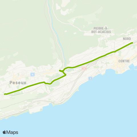 Transports Publics Neuchâtelois Corcelles NE, Place de la Gare - Neuchâtel, gare nord map