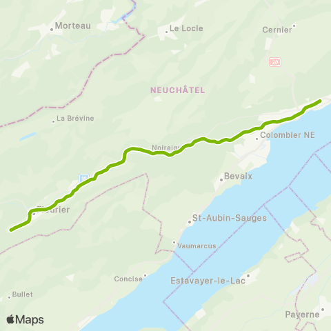 Transports Publics Neuchâtelois Neuchâtel - Buttes map