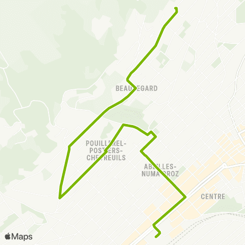Transports Publics Neuchâtelois La Chaux-de-Fonds, Sombaille - La Chaux-de-Fonds, gare map