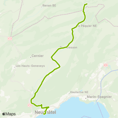 Service d'automobiles TRN Neuchâtel, Place Pury - Savagnières, parc map