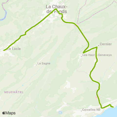 Service d'automobiles TRN Neuchâtel, Place Pury - La Chaux-de-Fonds, gare map