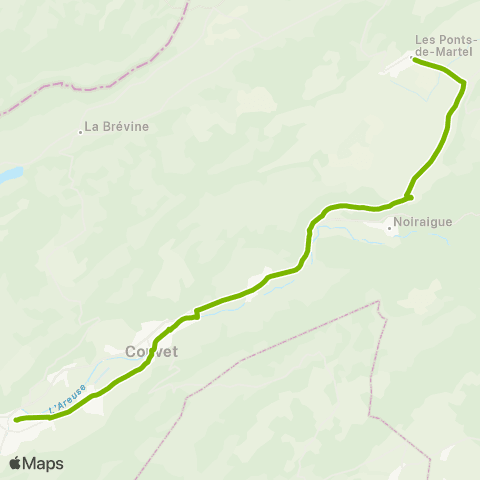 Service d'automobiles TRN Les Ponts-de-Martel, gare - Fleurier, gare map