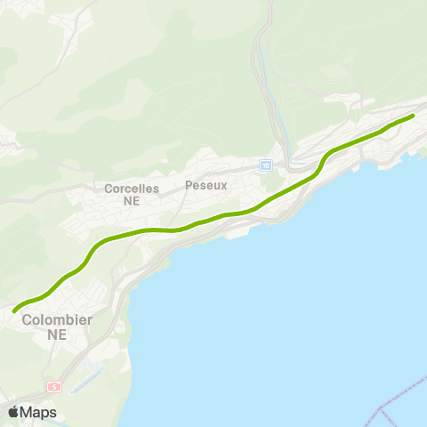 Transports Publics Neuchâtelois Colombier NE - Neuchâtel map