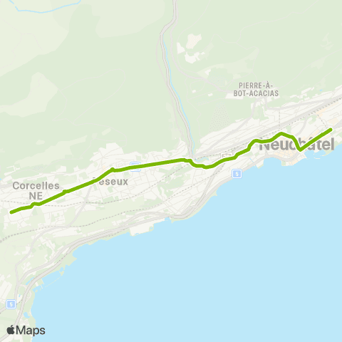 Transports Publics Neuchâtelois Neuchâtel, Université - Cormondrèche, Grand'Rue map