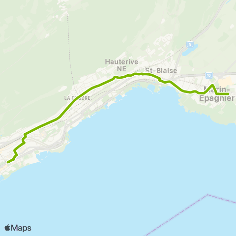Transports Publics Neuchâtelois Neuchâtel, Université - Marin-Epagnier, gare map