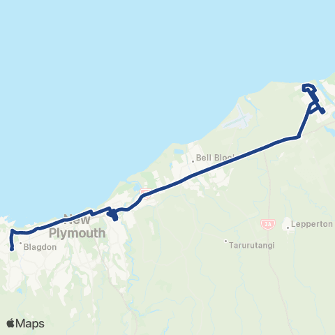 Citylink School buses Waitara to Spotswood map