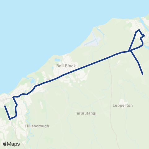 Citylink School buses Waitara / Motunui to New Plymouth map