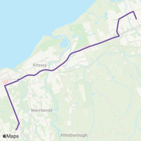 Citylink School buses Bell Block to Highlands Intermediate map