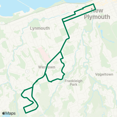 Citylink Commuter buses Westown / Hurdon map