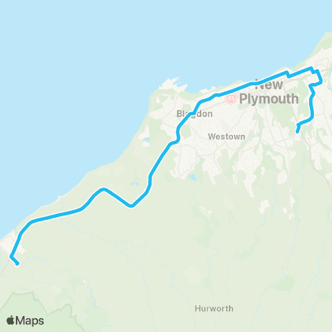 Citylink School buses Oakura to Sacred Heart Girls' College map