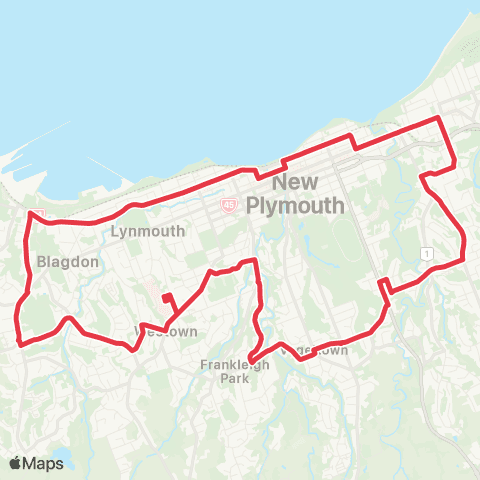New Plymouth Buses Saturday Orbiter Clockwise map