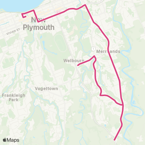 New Plymouth Buses Welbourn / Mangorei / Merrilands / City map