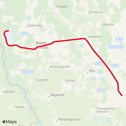 Trenord Milano Cadorna–Malpensa Aeroporto map