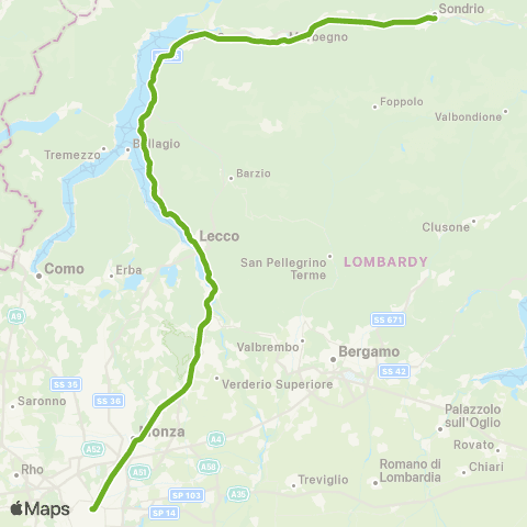 Trenord Lecco-Colico-Sondrio map
