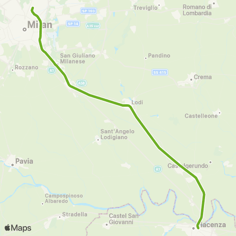 Trenord Piacenza-Lodi-Milano map