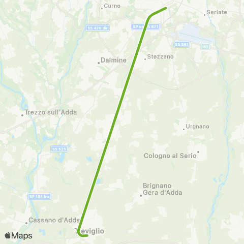 Trenord Bergamo-Treviglio map
