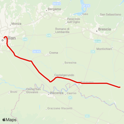 Trenord Mantova-Cremona-Codogno-Milano map
