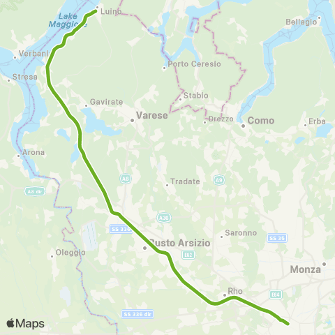 Trenord Luino-Gallarate-Milano map