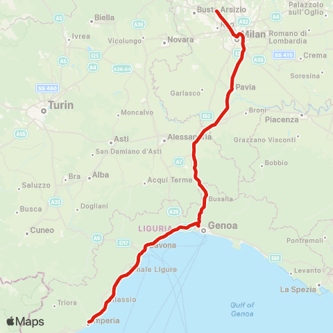 Trenord Alessandria-Pavia-Milano map
