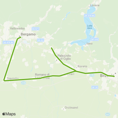 Trenord Bergamo-Brescia map