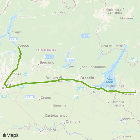 Trenord Lecco-Bergamo map