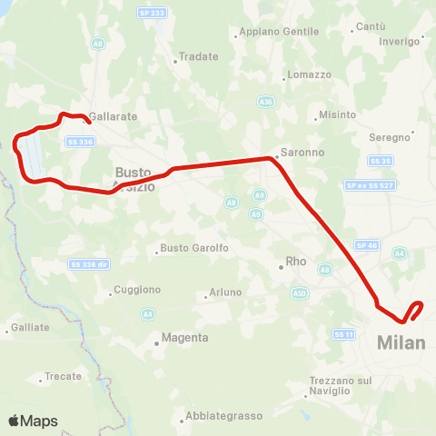 Trenord Malpensa Express map
