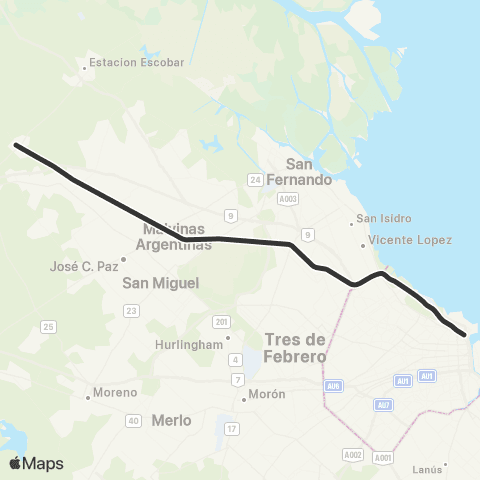 Ferrovías Retiro - Villa Rosa map