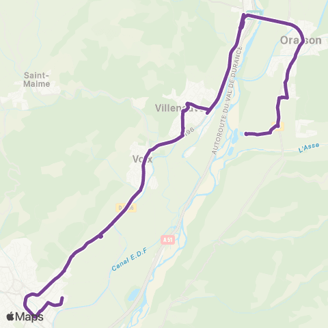 Trans'Agglo Oraison-la Brillanne-Villeneuve-Volx-MQE map