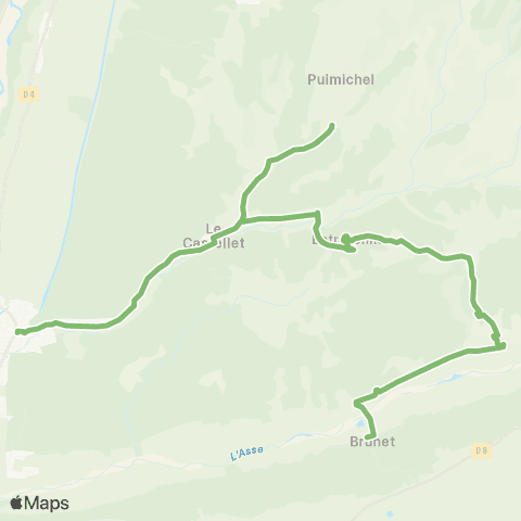 Trans'Agglo Brunet-Entrevennes-Puimichel-le Castellet-Oraison map